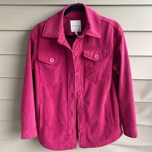 AVEC LES FILLES Jacket Womens XS Corduroy Button Front Lined Long Sleeve Pink